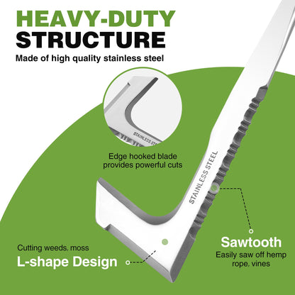 WORKPRO Crack Weeder, 12" Stainless Steel Crevice Weeding Tool with Soft Handle, L-Shaped Side-Walk Weed Puller Spatula, for Garden Lawn Yard Patio Terrace Paving Moss Garden Tool