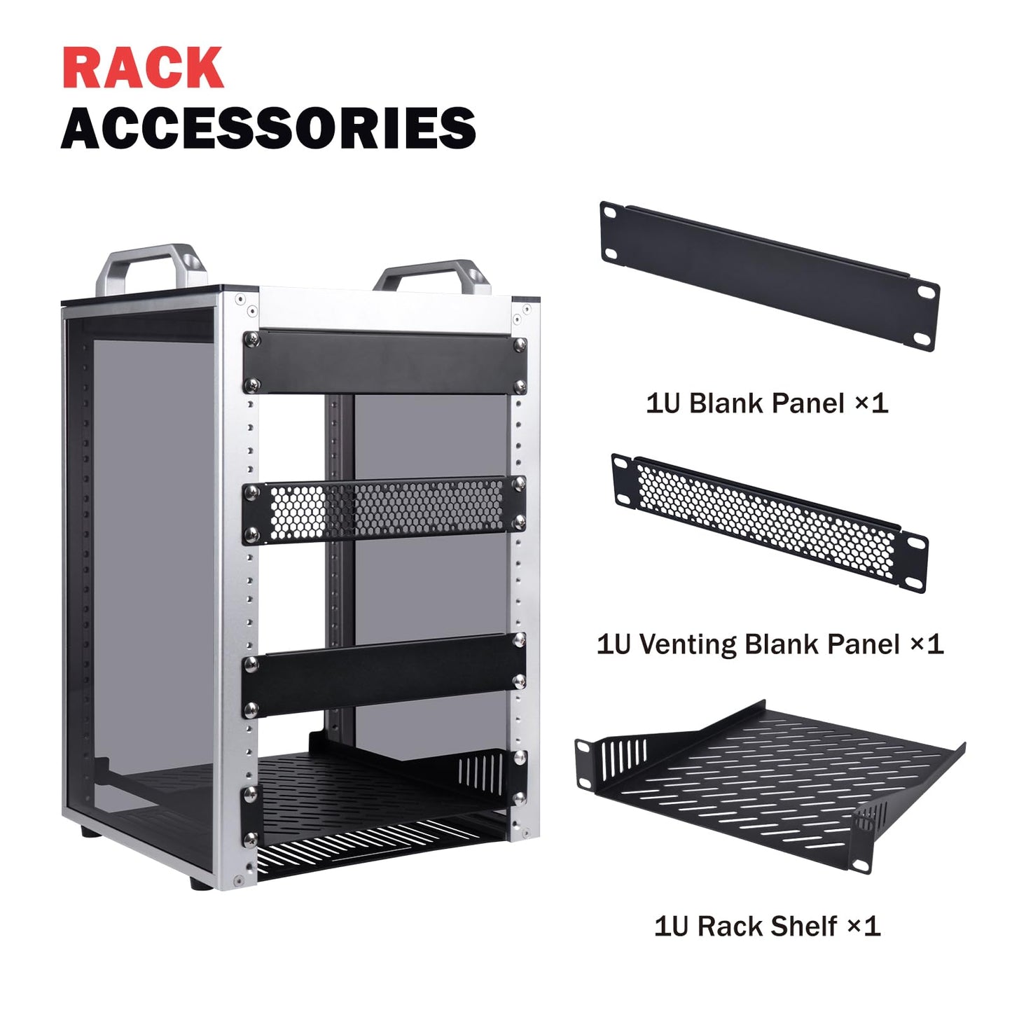 GeeekPi 8U Server Rack Cabinet, DeskPi RackMate T1 Plus,10 inch Network Rack for Servers, Network, A/V Equipment, 10.23inch/260mm Depth (Silver)
