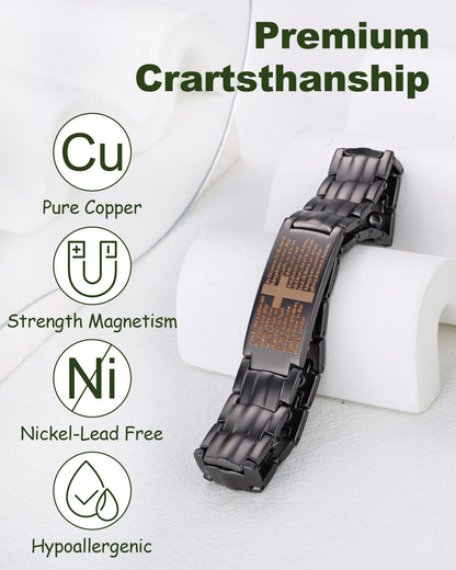 MagEnergy Copper Bracelet for Men,99.9% Pure Copper Cross Bracelet with Double-Row Strong Magnets, Adjustable with Sizing Tool, Men's Jewelry Gift
