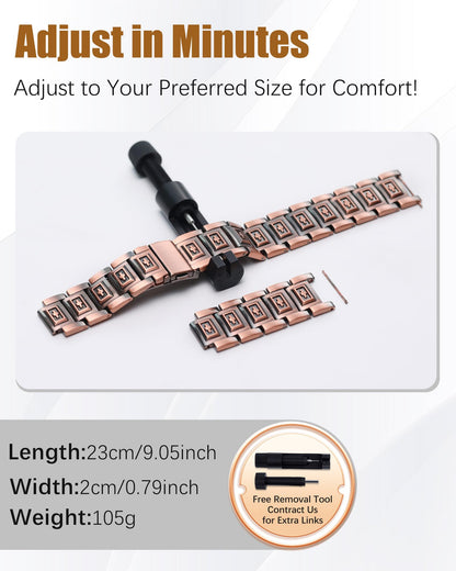 Jeracol Pure Copper Bracelet for Men, 3X Strength Magnetic Copper Cross Bracelets for Men with 3500 Gauss Magnets, Adjustable Length with Sizing Tool
