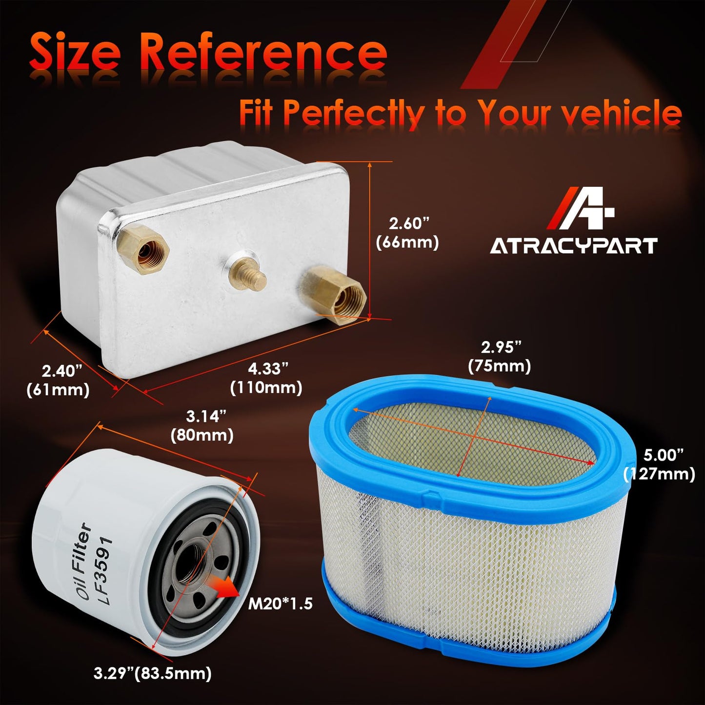 1492513 Fuel Filter, 122-0833 Spin-On Oil Filter & 140-2897 Air Filter, Compatible With Onan Cummins RV QD Series HDKAH, HDKAK, HDKAJ, HQD Series, Quiet Diesel Generator, Replaces# 149-2513, BF806