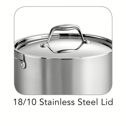 Tramontina Signature Tri-Ply Clad Stainless Steel 6-Quart Sauce Pot with Lid, Induction-Ready Pot, Dishwasher-Safe, NSF-Certified, Made in Brazil