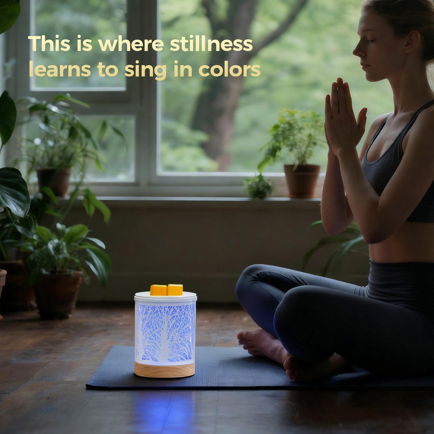 Enaroma Fragrance Wax Melts Warmer with 7 Colors LED Changing Light Scent Oil Candle Warmer for Home Office-White Wooden Tree