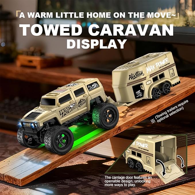 1:64 Scale Mini RC Crawler with Gyro Full Proportional RTR 2.4Ghz Remote Control Truck with RGB Lights (E89-Green)