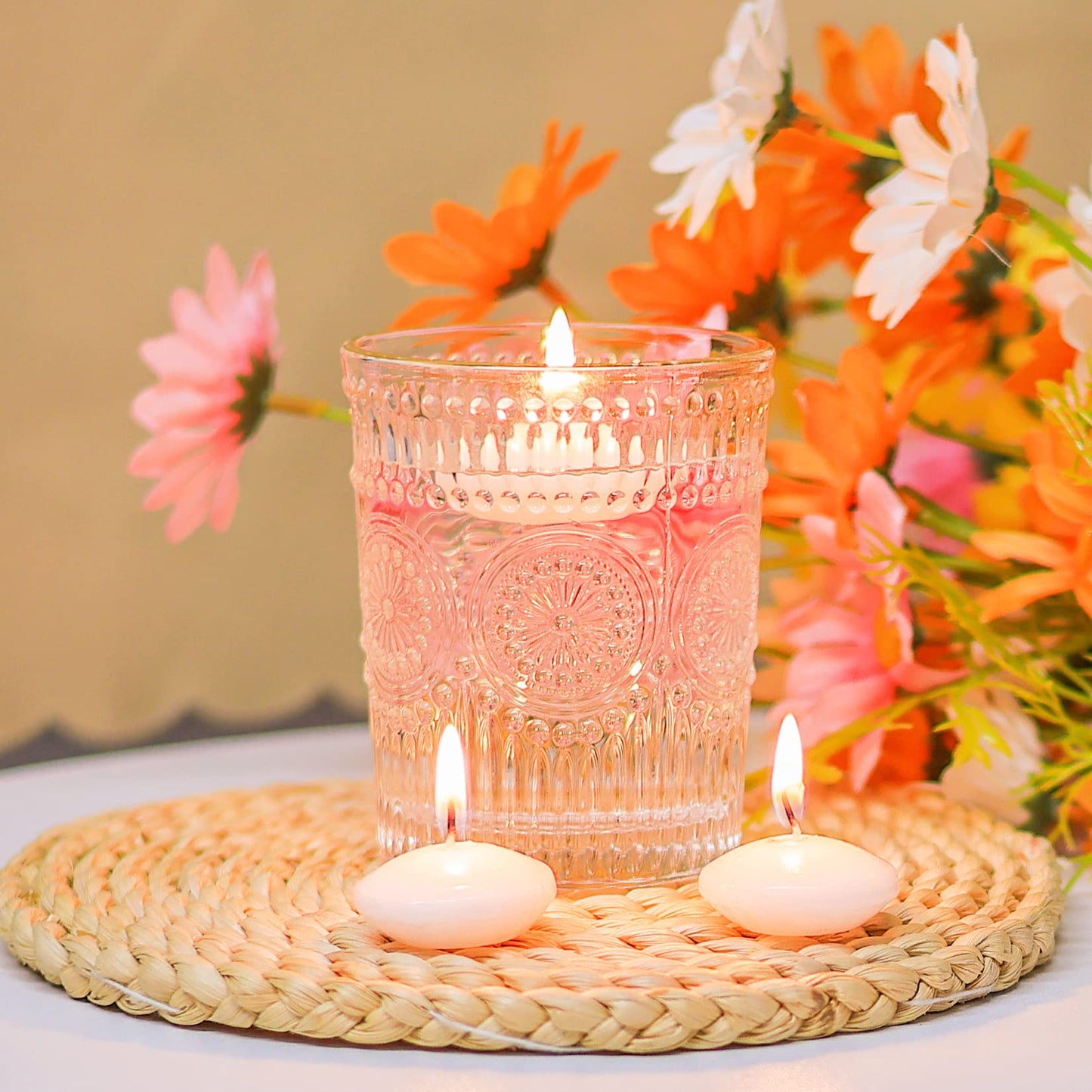 Floating Candles Centerpieces - 40 Pack 1.5 Inch Floating Candles for Centerpieces, Nice for Halloween, Christmas, Thanksgiving, New Year & More - Good for Home Decor & Centerpieces (White)