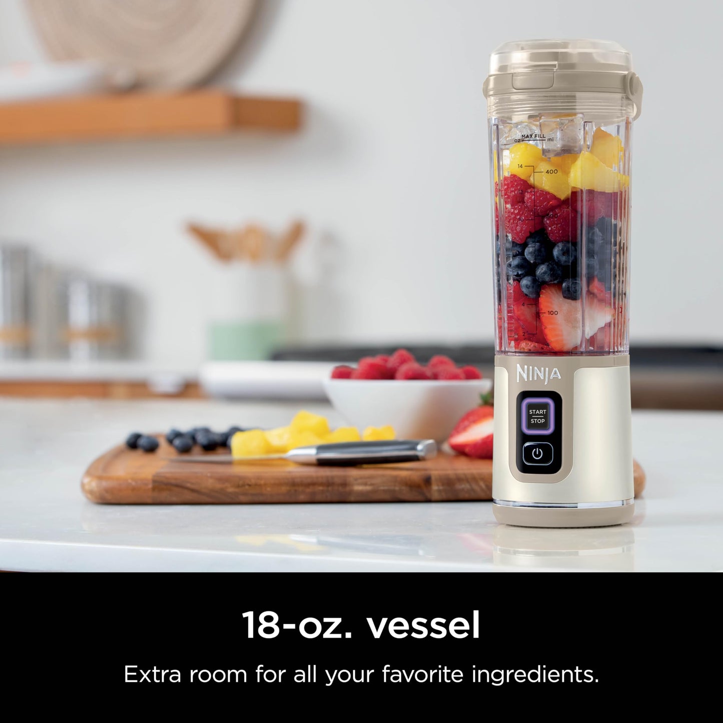 Ninja BC151BK Blast Portable Blender, Cordless, 18oz. Vessel, Personal Blender-for Shakes & Smoothies, BPA Free, Leakproof-Lid & Sip Spout, USB-C Rechargeable, Dishwasher Safe Parts, Black