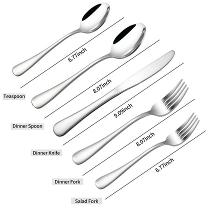 40-Piece Silverware Set, CXJY Stainless Steel Flatware Cutlery Set Service for 8, Utensils Include Knife Fork Spoon, Mirror Polished, Dishwasher Safe