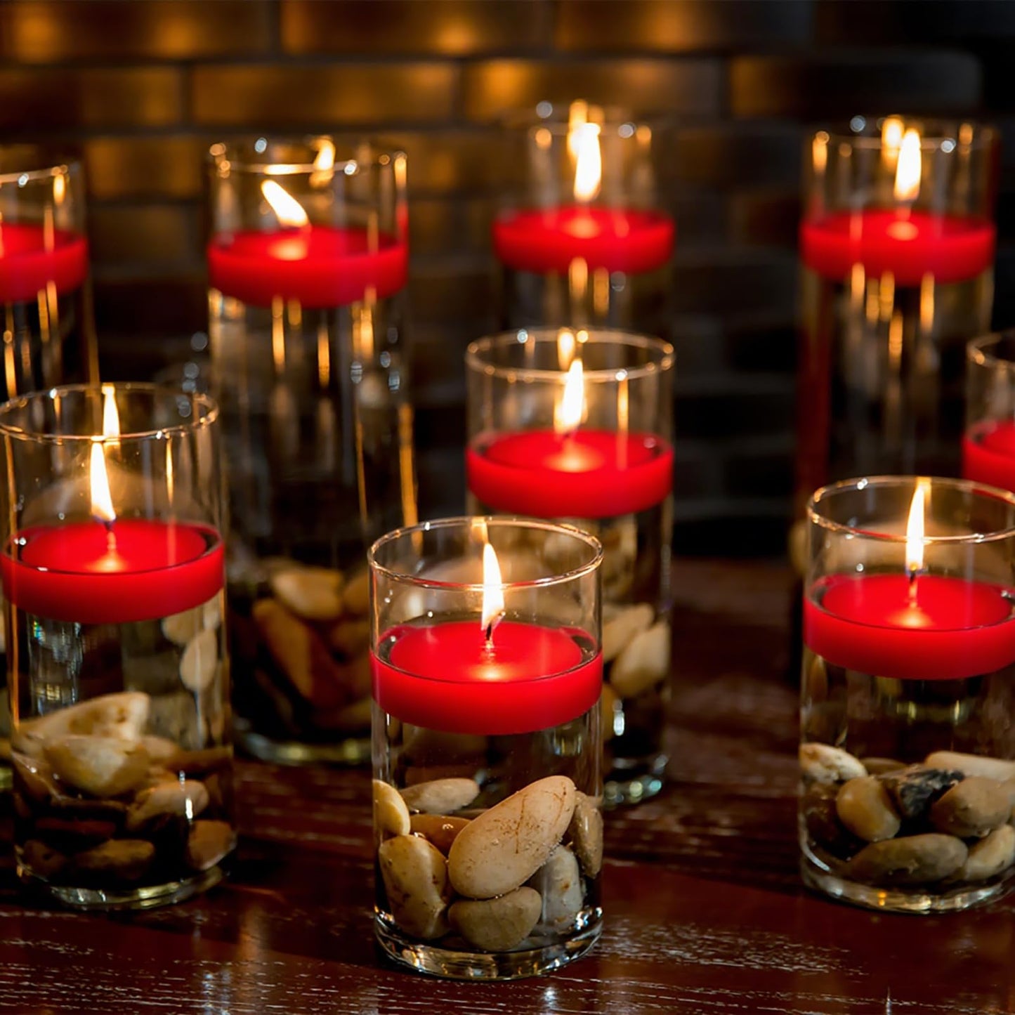 Red Floating Candles 3 inch 12 Pack - Floating Candles for centerpieces - Wedding Decor - Burning Time 8-10 Hours