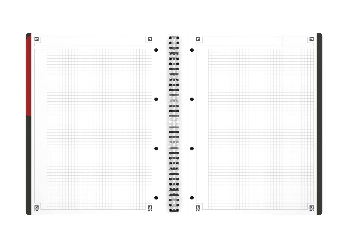 OXFORD 100104329 Activebook International A4 + Checkered with Indexable Index and Document Pocket Gray Spiral Notebook Block - a Smart Organization for Managers and Executives