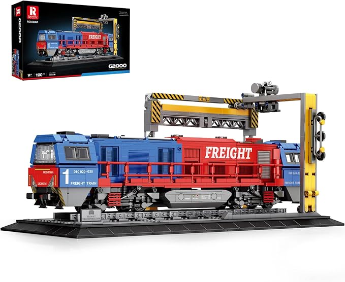 Reobrix Train Building Sets with BaseG2000 Freight TrainLocomotive City Truck Model Kit 66021Model for Adult Car LoversGift Ideas for Girls Boys Home Décor1980 PCS