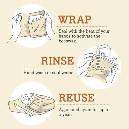 Bee's Wrap Beeswax Wraps for Food - Assorted 5 Pack of Beeswax Wraps - 2 Large & 3 Medium Wrap - Plastic Free Made in USA Reusable Natural Food Wrap - Honeycomb & Bees + Bears