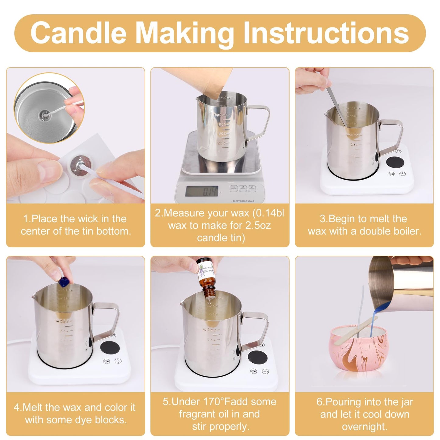 Candle Making Kits for Adults, Candle Making Supplies Accessory for Beginner, DIY Scented Candle with Beeswax, Essential Oil, Wicks, Wax Melting Pot, Moulds, Candle Jars, Dye, Make Your Own Candle