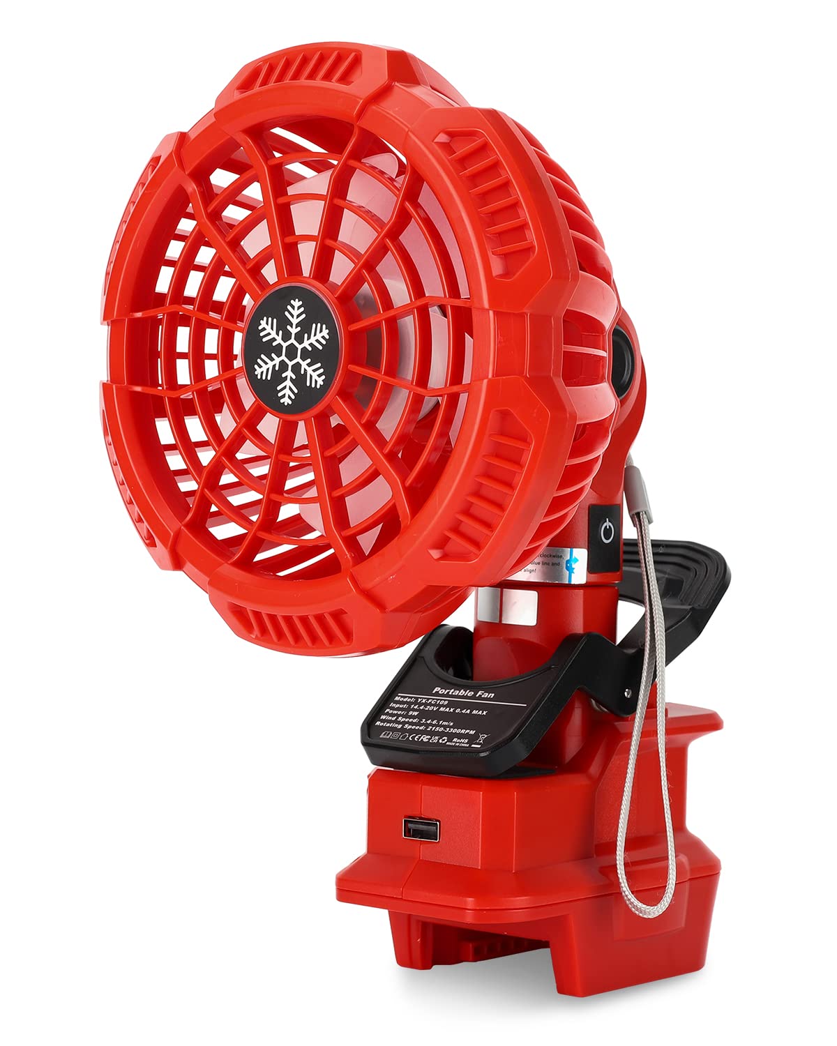 Taingwei Portable Clip on Fan for Milwaukee M18 Battery,18V Battery Powered Stroller Fan with 3 Energy Efficient Speed Settings for Bedroom,Outdoor,Camping and Job Site(Tool Only)
