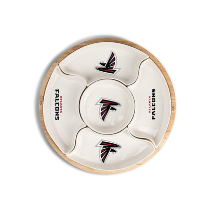 The Memory Company Officially Licensed 16" 5-Section Serving Tray w/Wood, Atlanta Falcons