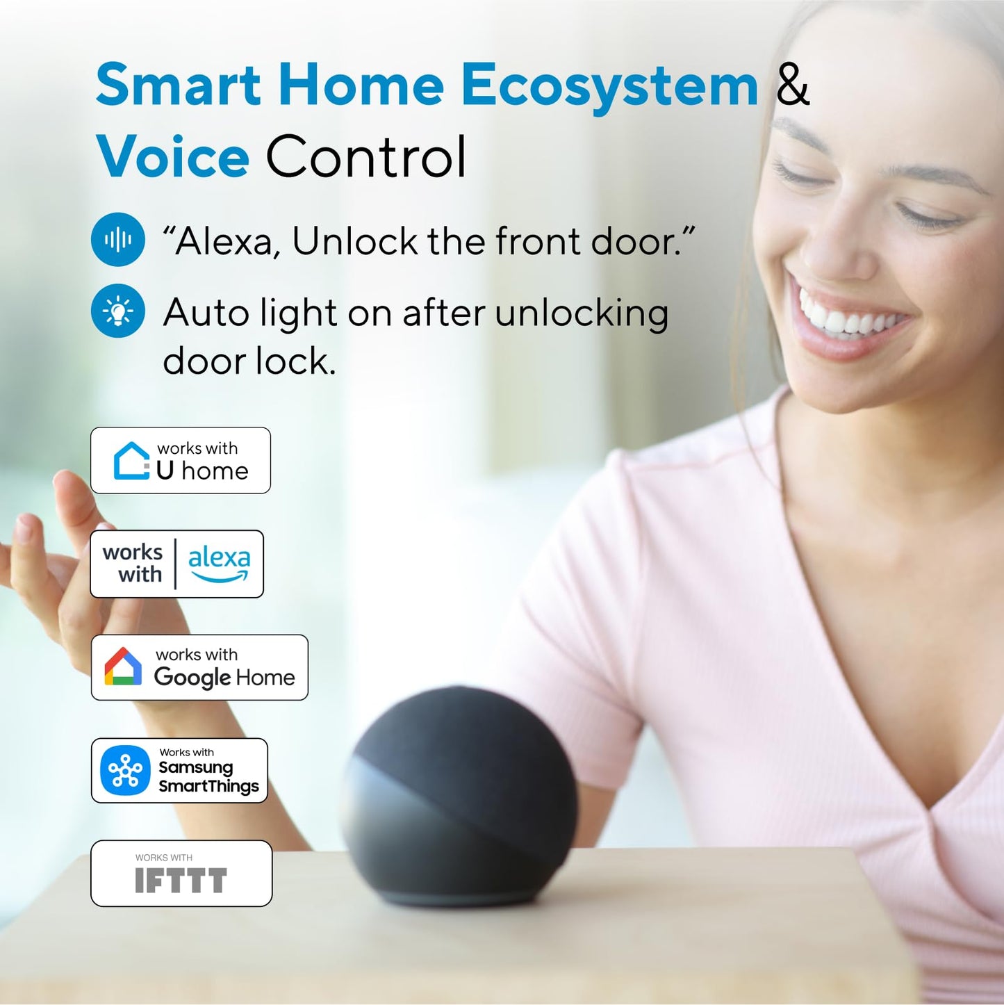 ULTRALOQ Bolt Fingerprint Smart Lock with Handle Lever Set, Built-in WiFi Front Door Lock Set, Biometric Deadbolt with Door Sensor, Remote Control, Auto Unlock, 10 Months Battery, IP65, BHMA Grade 1