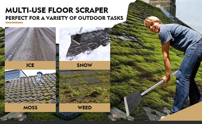 Smarkey Garden Shovel, Floor Cleaning Scraper Tool, Snow Shovel Ice Scraper, 47 inch Weed Removal Tool with 3 Sections Long Handle for Moss,Sidewalks, Driveway Yard Working - Heavy Duty