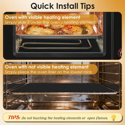 HOTEC 3 Pack Heavy Duty Oven Liners for Bottom of Oven, 17"x25" Large Heat Resistant 500°F Non-Stick Oven Mats, BPA & PFOA Free Dishwasher Safe, Compatible with Electric/Gas/Toaster Ovens & Grill