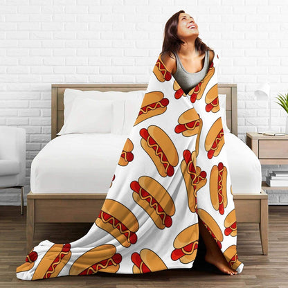 Hot Dog Food Throw Blanket Super Soft Warm Bed Blankets for Couch Bedroom Sofa Office Car, All Season Cozy Flannel Plush Blanket for Girls Boys Adults, 60"X50"