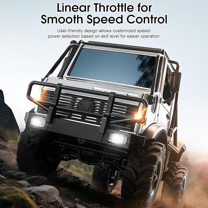 RC Truck 1/18 RC Semi-Trucks MN-333 Unimog Off-Road Rock Crawler 4WD Remove Control Truck RTR Transport Car Alloy Model for Modification Enthusiasts Gifts (Silver)