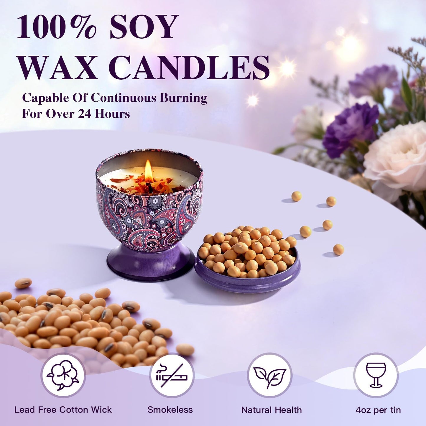 Scented Candles Gift Set of 4, Aromatherapy Candle,Natural Soy Wax Candles,Candle Gift for Women, Non-Toxic Candles for Men, Women, Friends, Birthday, Wedding