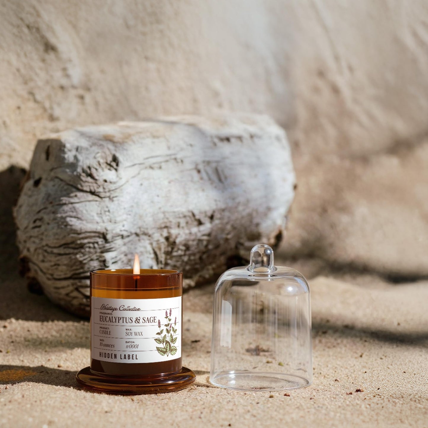 Eucalyptus & Alpine Sage Candle, 10oz Non Toxic Soy Candle in Clear Bell Jar, 55-Hour Clean Burn | Mountain Fresh Aromatherapy, Laboratory Aesthetic Home Décor, Luxury Gift for Clean Living