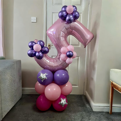 Skiennix Large Light Pink Number 5 Balloon - 40 Inch Self-Inflating Foil Decoration for Birthdays & Anniversaries