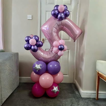 Light Pink Balloon Number 5, 40 Inch Large Self Inflating Foil Number Balloons 0-9, Pastel Pink Digital 5 Helium Balloon for 5th Girls Women Birthday Party Graduation Anniversary Decorations