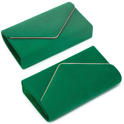 Dasein Women's Evening Clutch Bags Formal Party Clutches Wedding Purses Cocktail Prom Clutches (1-(Gold Hardware) Dark Green)