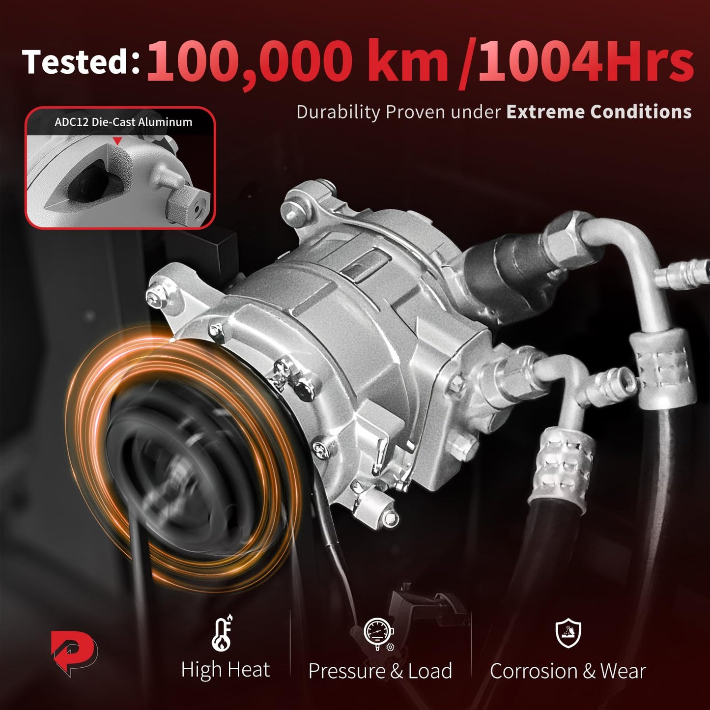 PHOBOOS A/C Compressor with Clutch Compatible with Scion tC 2007-2010 L4 2.4L Coupe, Fast Cooling, Low Noise, Easy Installation, Ref. 98393