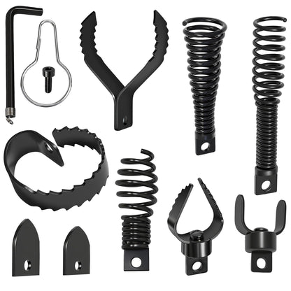 9 PCS Drain Snake Drill Attachment,Drain Cleaner Combination Cutter Head,Root Cutter For Drain Cleaning,Used in 50ft-100ft Ac Drain Cleaning Machine,for 5/16” To 3/4” Drain Snake Cables