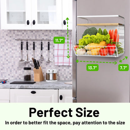 Ofiray-home Magnetic Shelf for Fridge with Wood Lid, Fruit Potato and Onion Storage Bins, Pantry Organizers & Storage, Large Container Magnetic Spice Rack for Refrigerator, Kitchen Counter, Cabinet