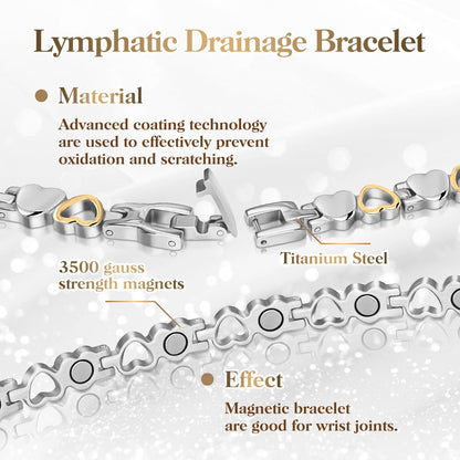 Mahnco Lymph Detox Magnetic Bracelet, Titanium Bracelet for Women, Lymphatic Drainage Ring&Bracelet with 3500 Gauss Magnets-Jewelry Gift Set with Adjustment Tool