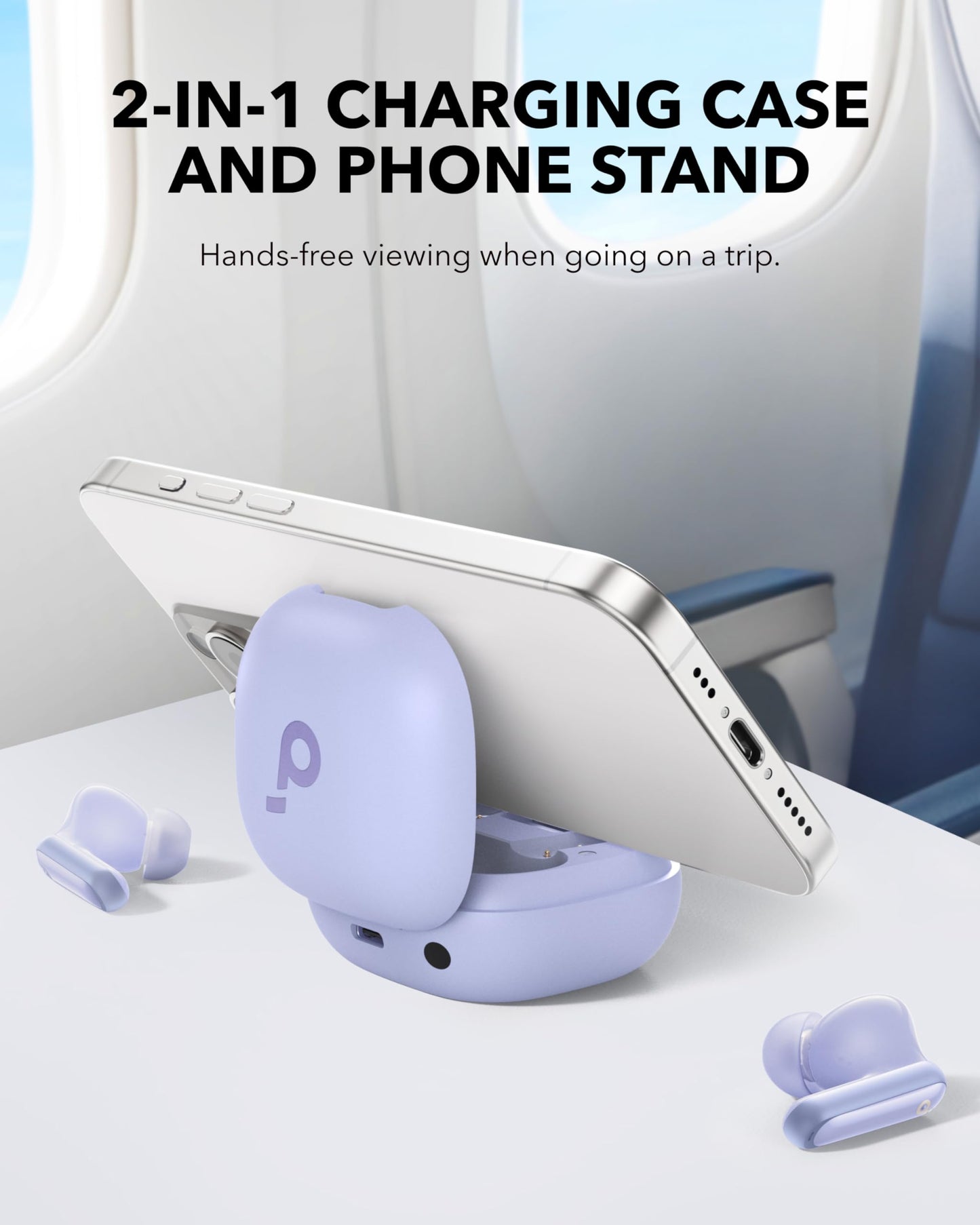 Soundcore P40i by Anker, Noise Cancelling Wireless Earbuds, Adaptive Noise Cancelling to Environments, Heavy Bass, 60H Playtime, 2-in-1 Case and Phone Stand, IPX5, Wireless Charging, Bluetooth 5.3