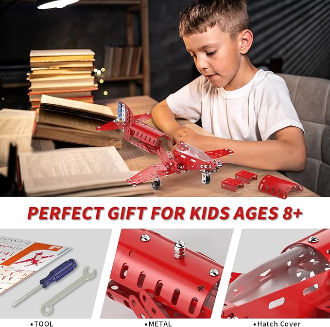 Lucky Doug STEM Building Projects Model Airplane Set - Building Toys for Kids Ages 8-12 Assembly Science Kit for Boys 7 8 9 10 11 Years Old