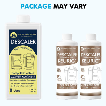 8 Uses Descaling Solution Compatible with Keurig, Nespresso, Breville, Delonghi, Jura, Ninja - 33.8oz Coffee Machine Descaler, Espresso Coffee Maker Cleaner, Coffee Pot Limescale Remover