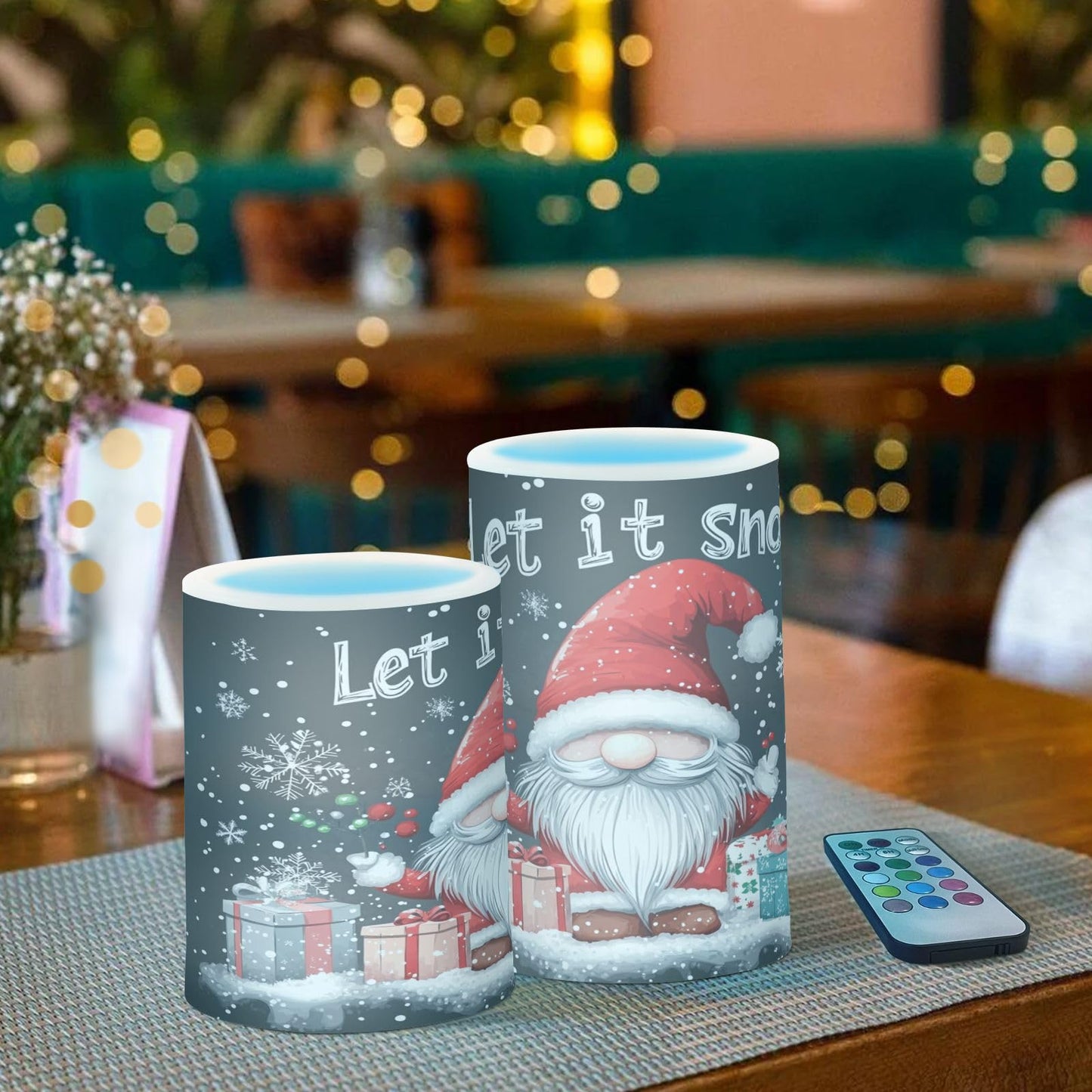 Eionryn Christmas Gnome Gift Candle Flameless Candles Battery Operated LED Candles with Remote Timer Electric Candles for Home Party Decor 2pcs