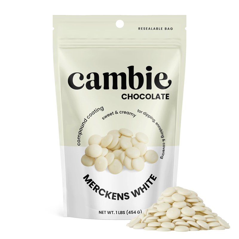 Merckens White Melting Chocolate - 1 Pound of Premium Quality White Chocolate Flavored Melting Wafers to make Dubai Chocolate Bar, Cake Pops, Cocoa Bombs, & Homemade Desserts