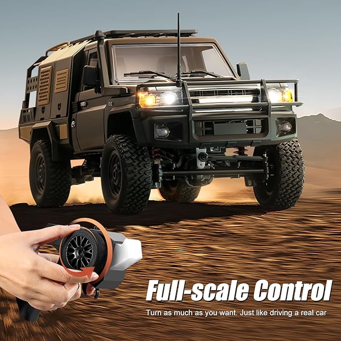 RC Crawler 1/12 Remote Control Car MN-82S 4WD RC Pickup Truck 2.4GHz All Terrain Off Road RTR Climbing Car with LED Lights and 2 Batteries for Adults (Silver)