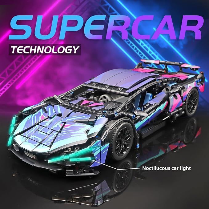 Remote Control Car Building Set 1:14 Technical Sports Racing Car Building Kit with Motors and Rechargeable Battery Toys Gift for Adults &amp Boys Age 12+ (1314 PCS)