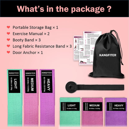 KANGFITER Large Fabric Resistance Bands for Working Out, Loop Exercise Bands for Booty Leg, Butt, Glutes, Stretch Workout Bands for Women & Men, Hip Elastic Bands for Home Gym Fitness, Yoga, Pilates