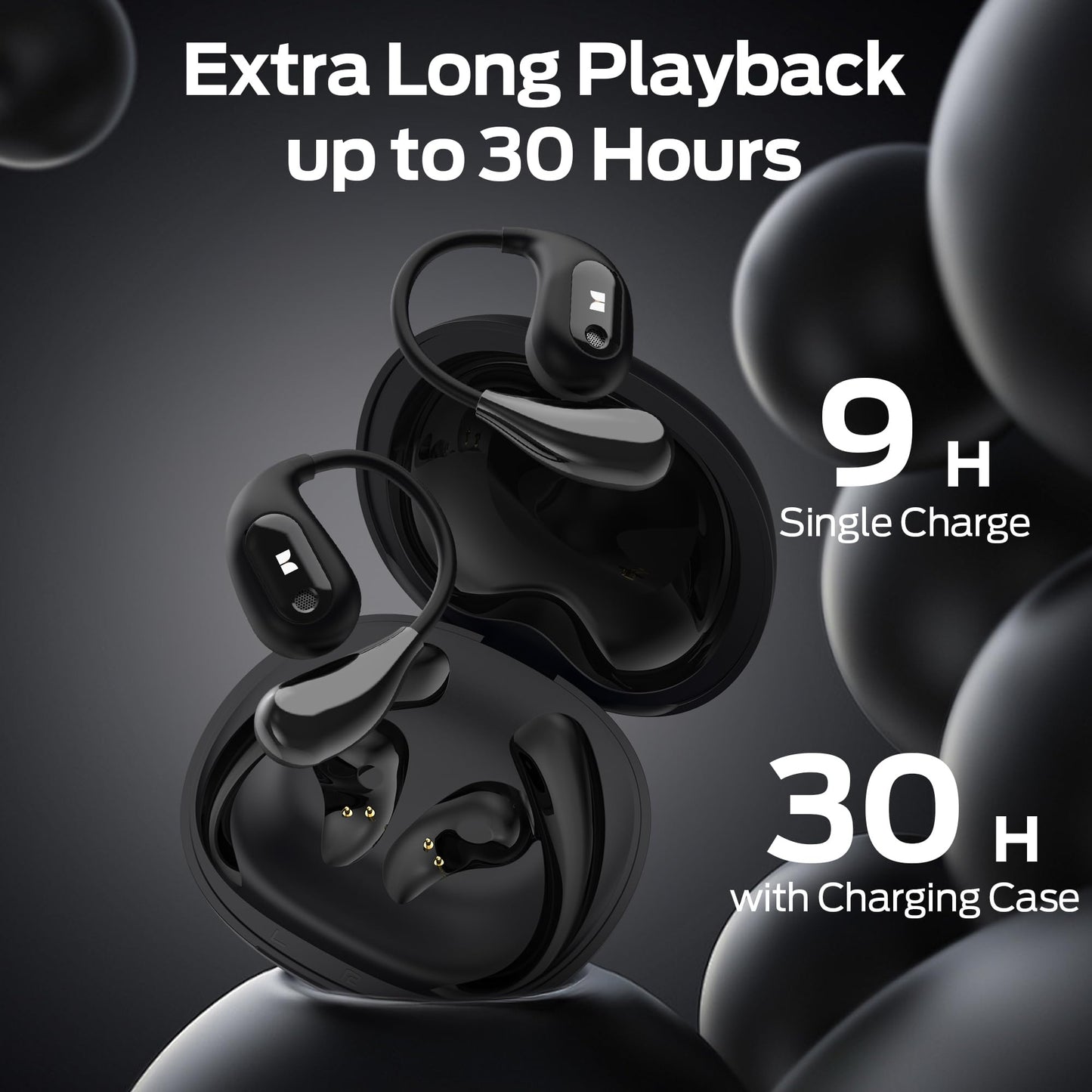 Monster Open Ear AC210 Headphones, Bluetooth 5.4 Earphones Stereo Sound, Wireless Headphones 30 Hours Playback, Type-C Charging, IPX5 Waterproof Open Ear Earbuds,Black