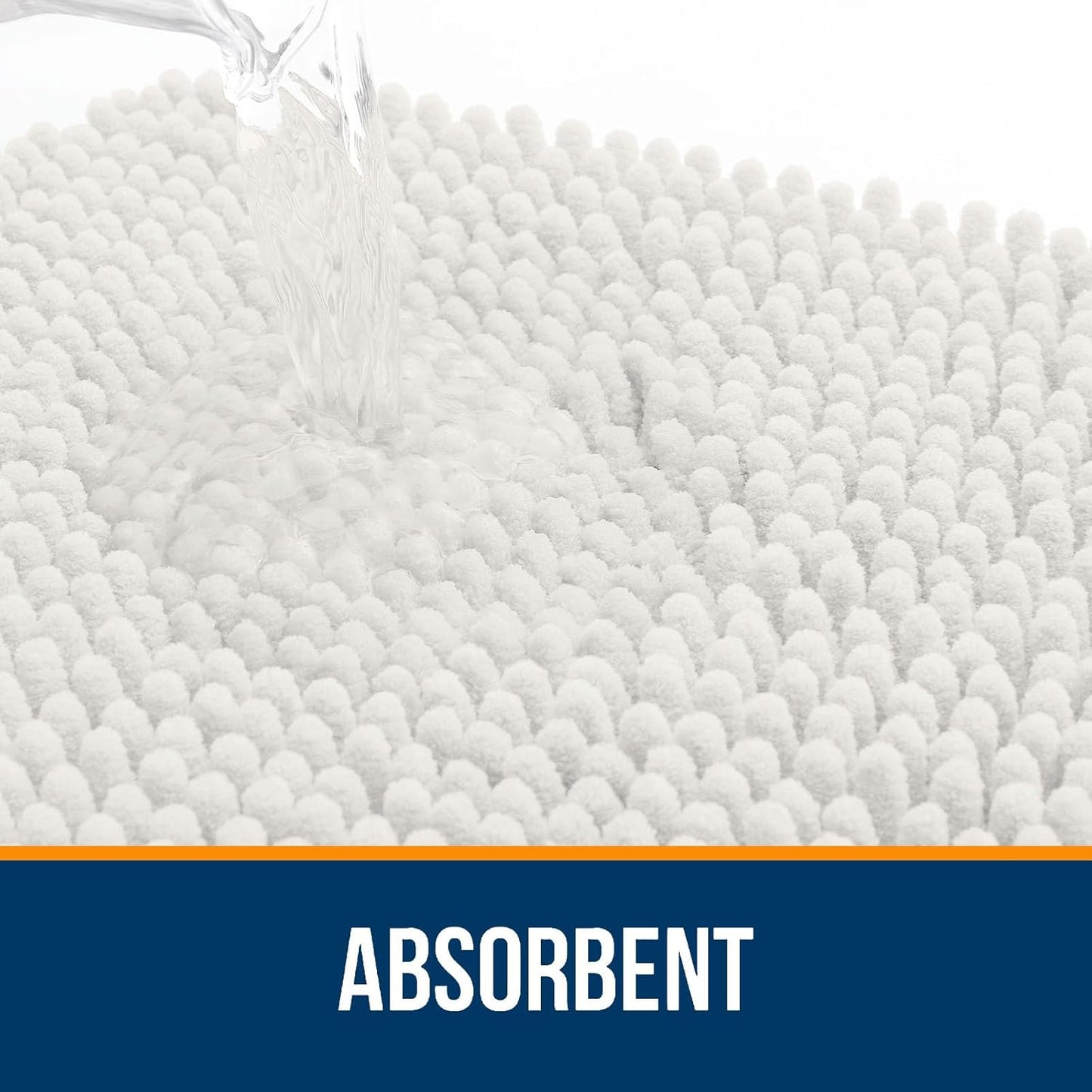 OLANLY U-Shaped Toilet Rug - Extra Soft, Absorbent Chenille Bath Mat | 24x20, Ivory, Non-Slip, Quick-Dry