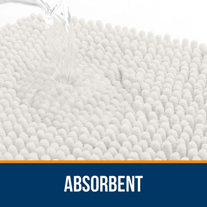 OLANLY U-Shaped Toilet Rug - Extra Soft, Absorbent Chenille Bath Mat | 24x20, Ivory, Non-Slip, Quick-Dry