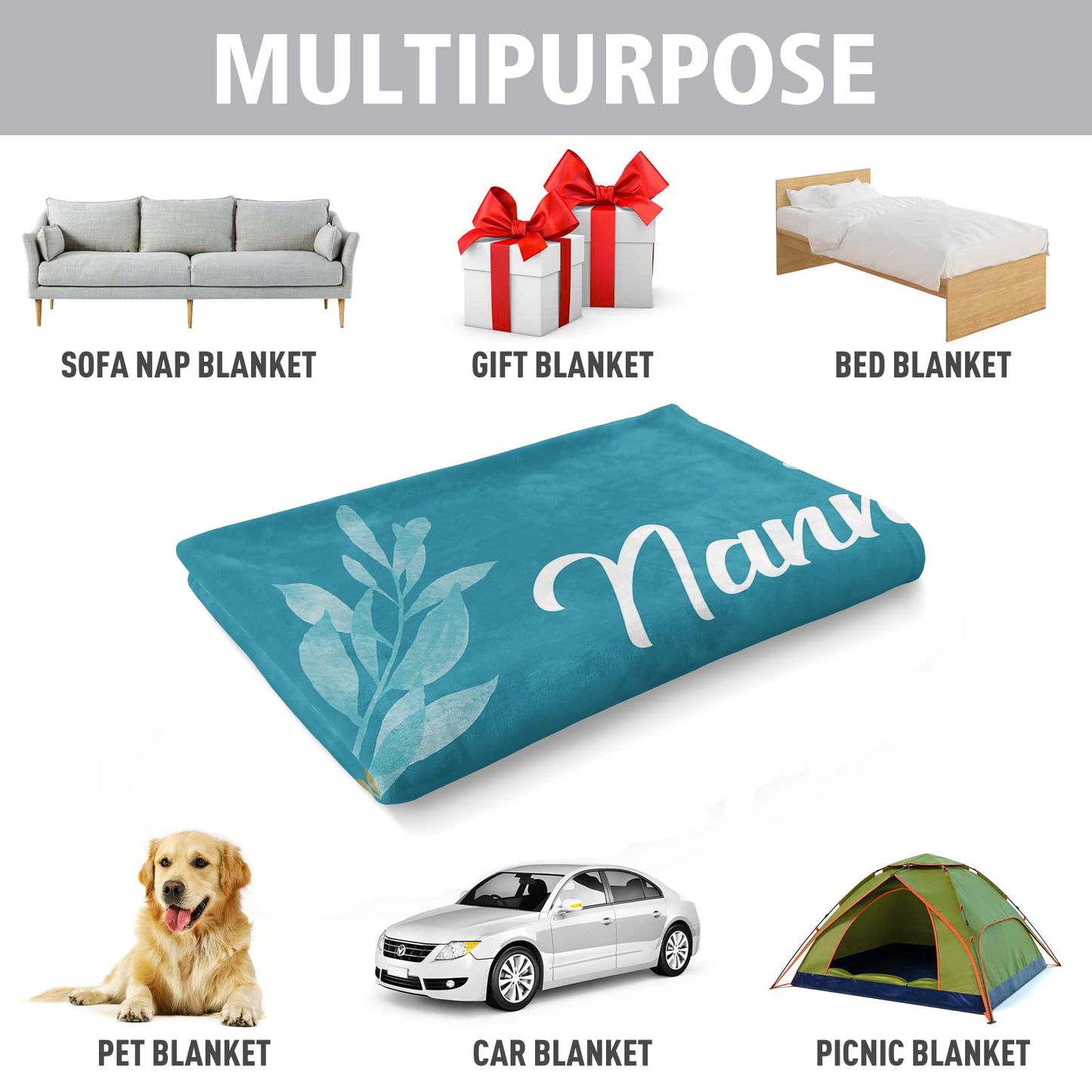 Afterprints Mimi Gifts Blanket, Mothers Day, Birthday Gifts for Mimi, Mimi Gifts for Grandma, Soft Flannel Throw Blankets 50" x 60"