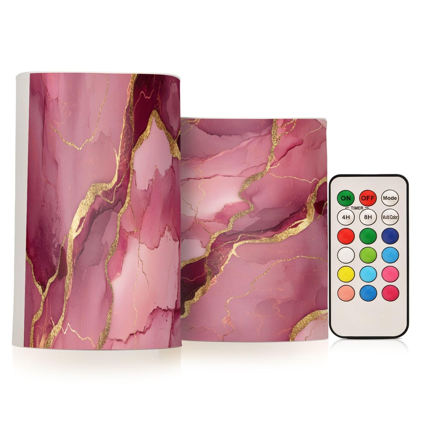 Zathe Flameless Pillar Candles Batteries Led Flameless Candles for Fireplace Marble Blush Burgundy