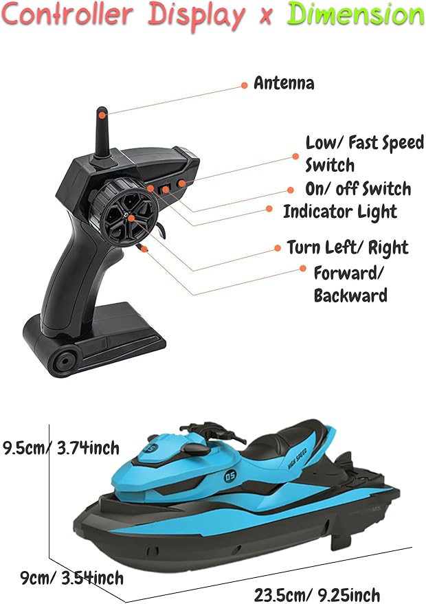 2.4 GHz RC Motorboat for Kids &amp Adults 10 km/h High-Speed Dual-Motor Electric Racing Jet Ski Toy 50 m Range 20 min Play Low-Battery Alarm Pool &amp Lake Ready (Green)