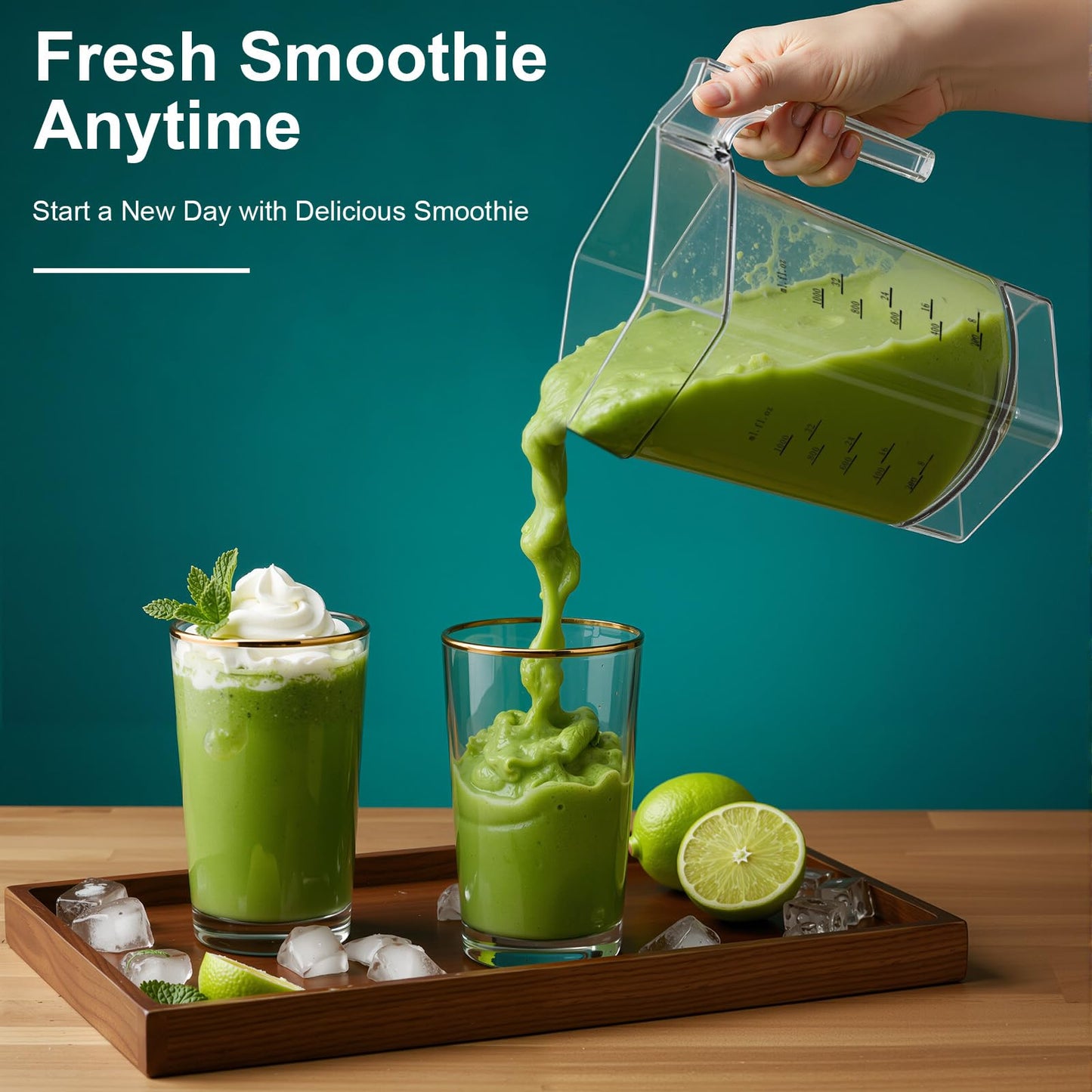 1.8L Commercial Blender, Soundproof Professional Smoothie Machine, 2200W 23000r/min Time Function Automatic Drink Mixer 110V~120V Electric Ice Crusher w/ML, FL.OZ Two Volume Units, Soundproof Cover