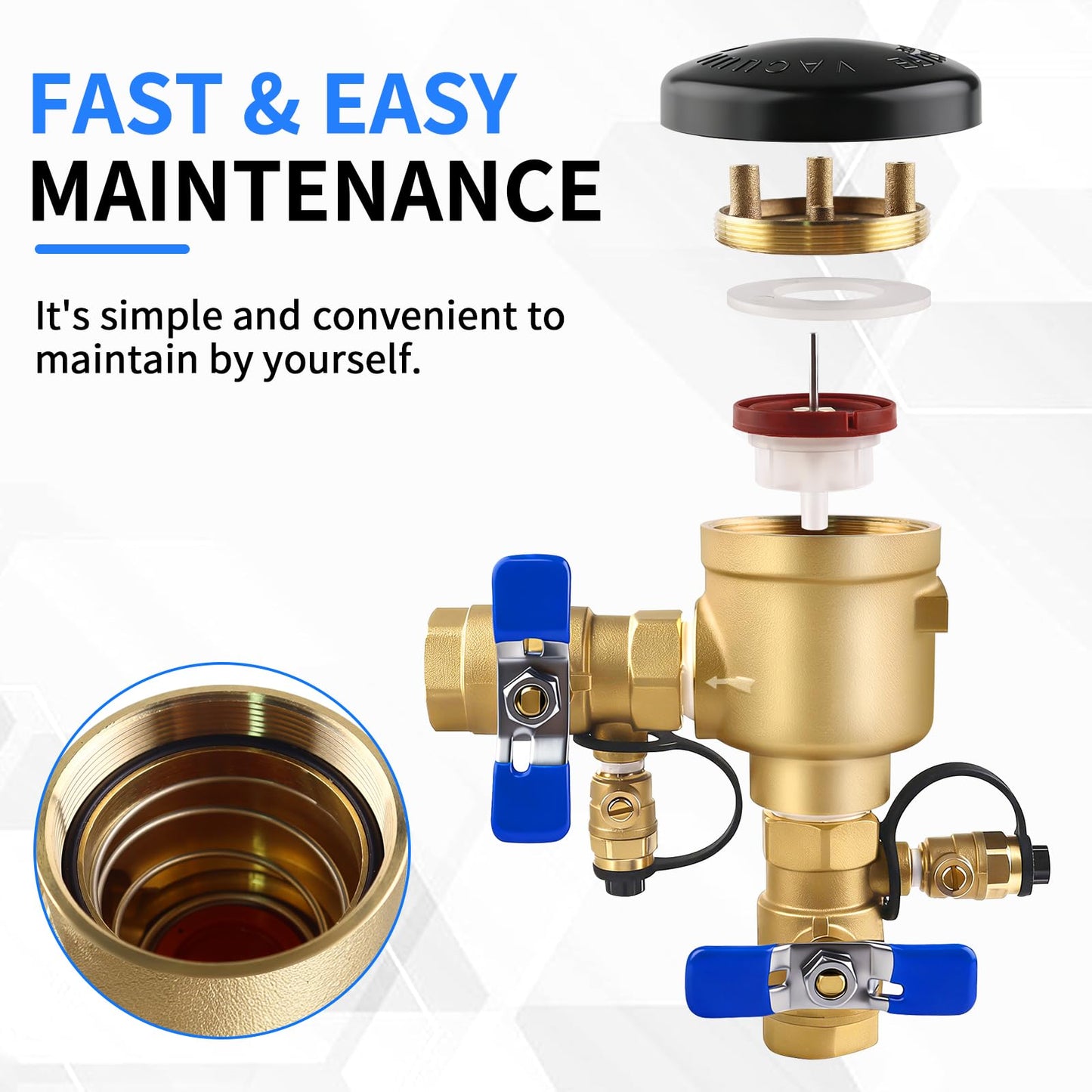 Boltigen 3/4 inch Pressure Vacuum Breaker Assembly for 720A-3/4'' Heavy Duty Brass Sprinkler Backflow Preventer Valve, MAX 400PSI & Anti-Siphon Protection, for Irrigation & Industry Non-Potable System