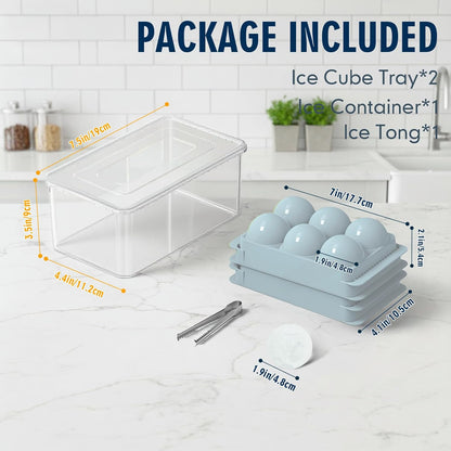 Large Ice Ball Maker - 2.5" Round Ice Cube Mold for Whiskey & Cocktails | 8 Sphere Ice Balls with Tray & Tongs