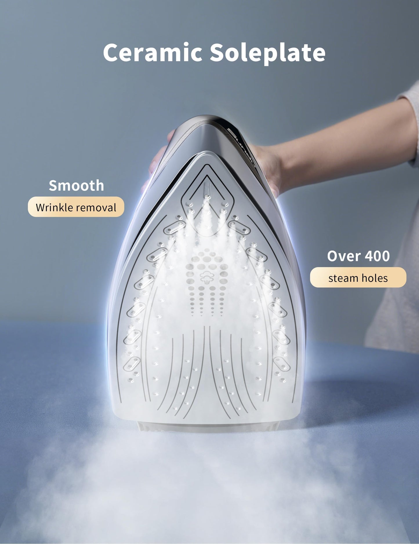 Sundu Steam Iron for Clothes with Rapid Heating Ceramic Coated Soleplate, 1500W with Precise Thermostat Dial, Self-Cleaning, Auto-Off, 44oz Water Tank for Home Clothes Ironing Use,Space Black